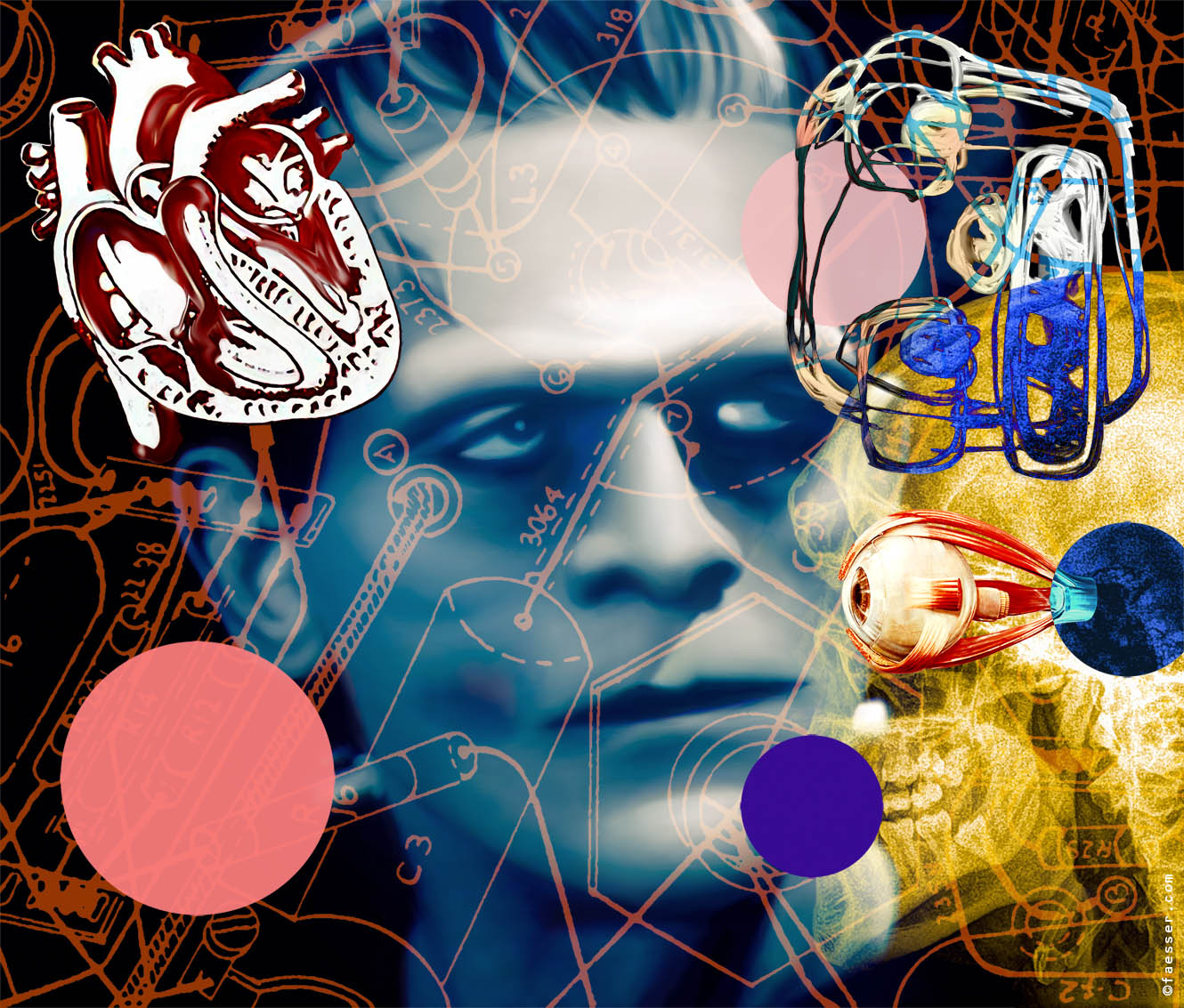 Boris Karloff as Frankenstein with all his props; artist Roland Faesser, sculptor and painter 2013