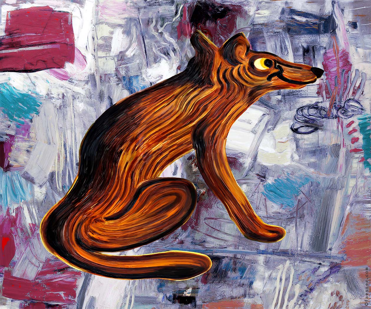 Caricature of a smiling art dealer; artist Roland Faesser, sculptor and painter 2016