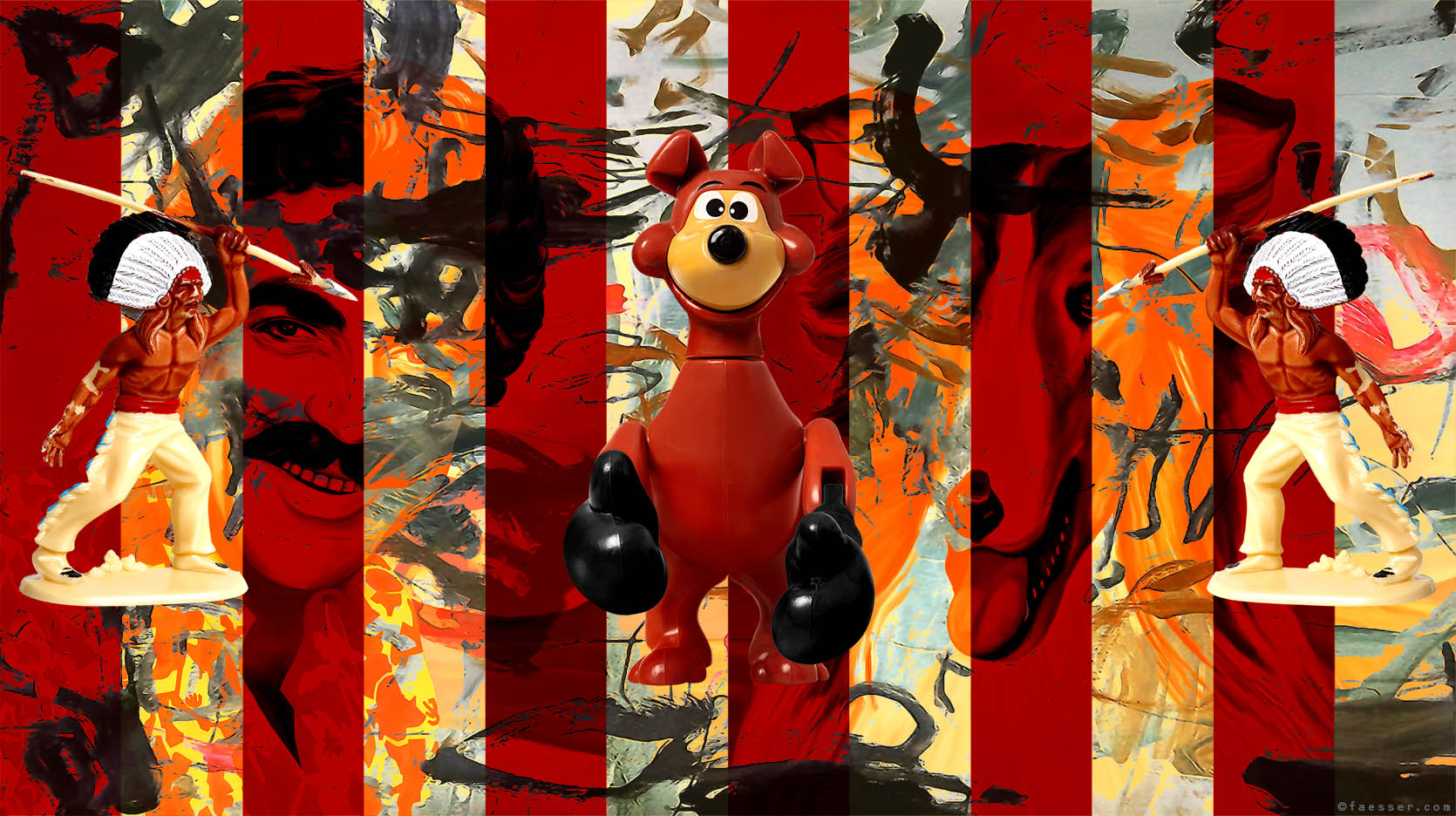 Tom Selleck, Lassie, Yogi Bear and some indian Toys from my childhood; artist Roland Faesser, sculptor and painter 2020