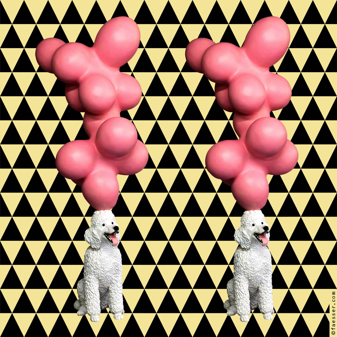 Big Thoughts: Two Big Ball poodle sculptures for an image; artist Roland Faesser, sculptor and painter 2016