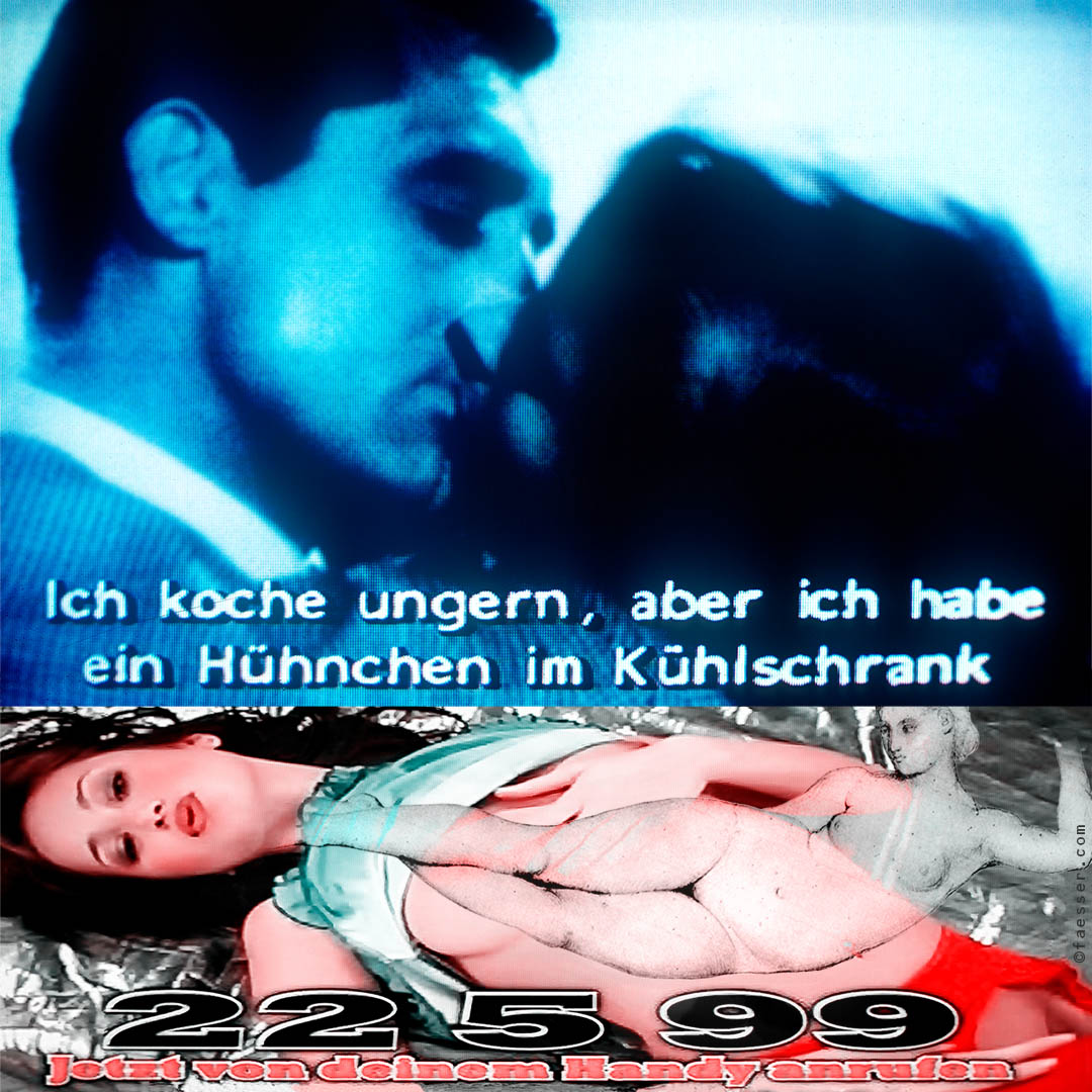 Kissing couple with surreal subtitle; work of art as figurative painting, artist Roland Faesser, sculptor and painter 2018