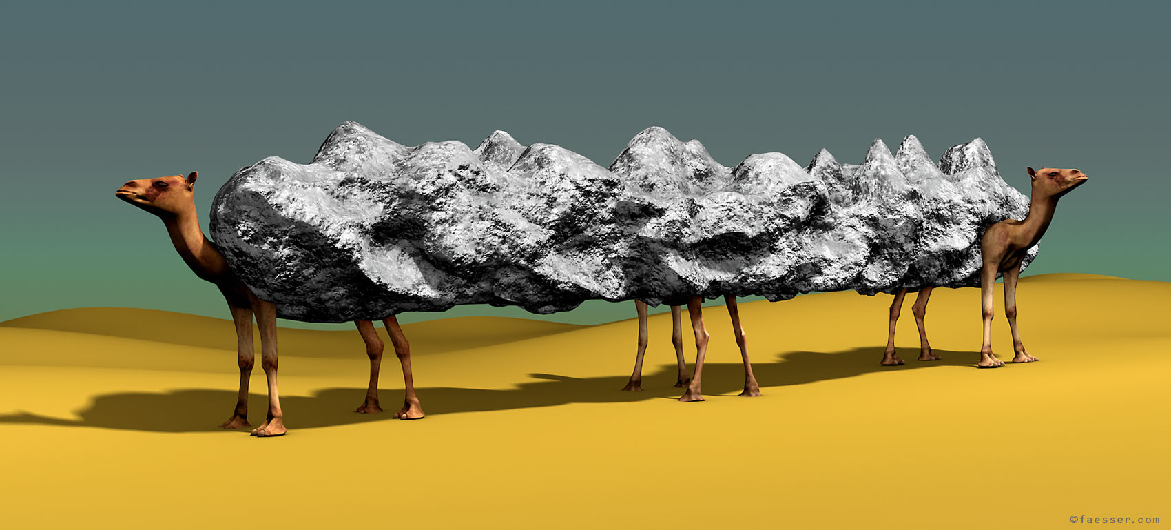 Mountain-Camels: Public sculpture study for the Emirates; artist Roland Faesser, sculptor and painter 2011