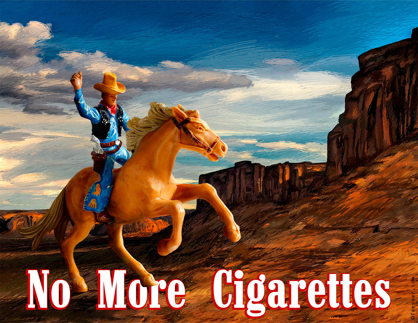 No More Cigarettes: Urban billboard project for an anti-smoking ad campaign; artist Roland Faesser, sculptor and painter 2016