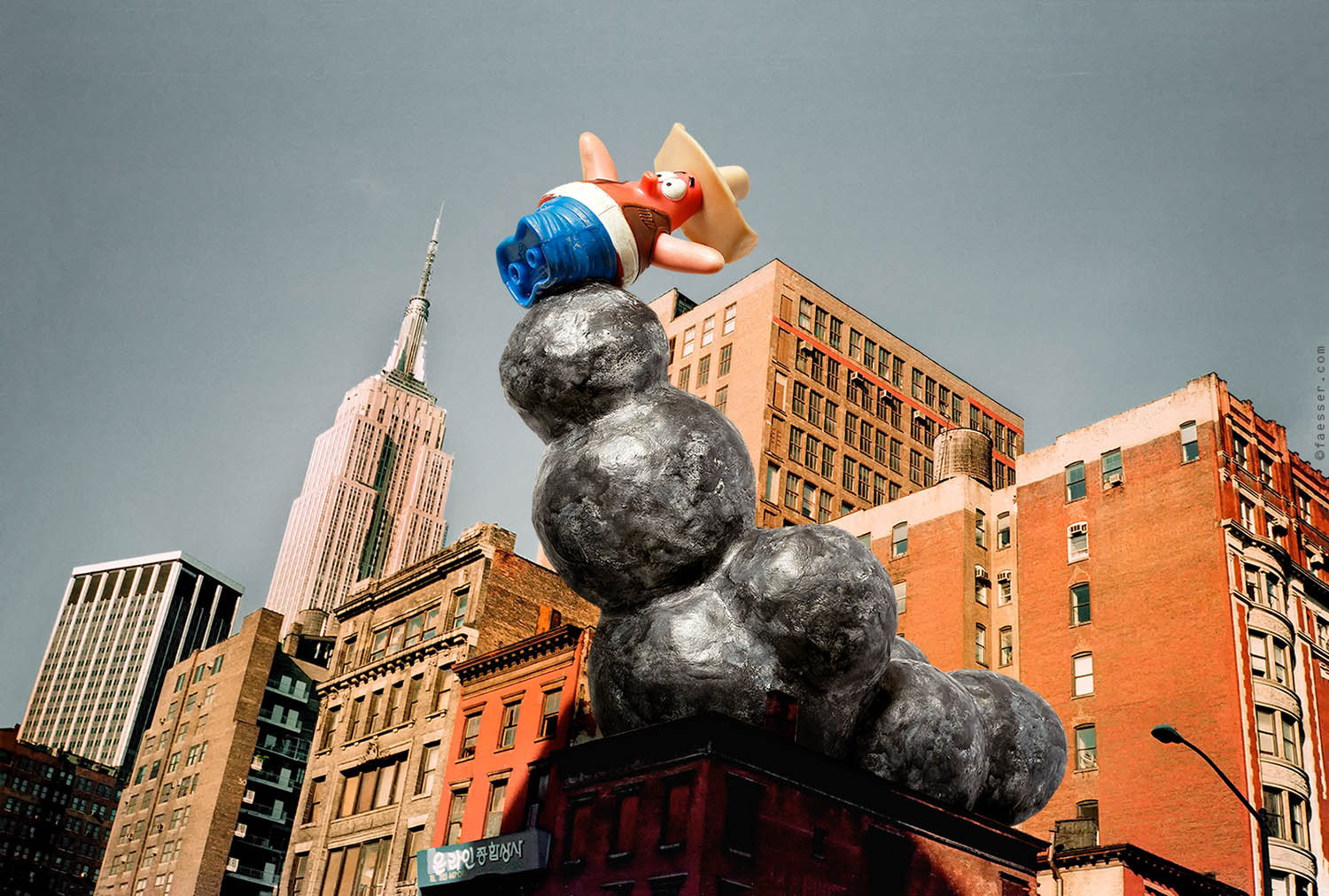 Monumental, three-dimensional parody of the leadership in the states; artist Roland Faesser, sculptor and painter 2018