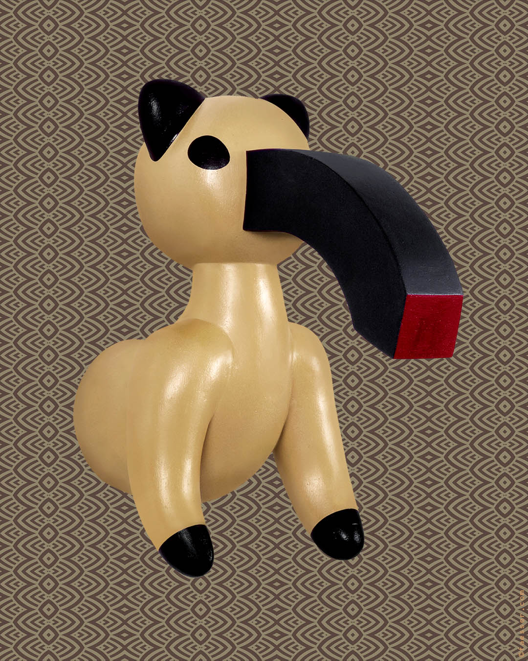 Inflated dog sniffing with his already mutated house nose; artist Roland Faesser, sculptor and painter 1992