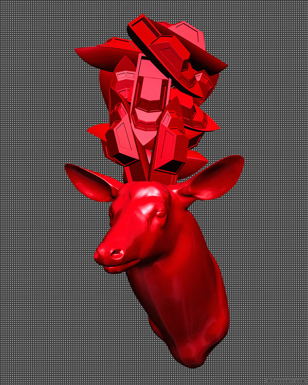 Schettino's Playground: Red deer trophy with many damaged ships as antlers; work of art as figurative sculpture; artist Roland Faesser, sculptor and painter 2017