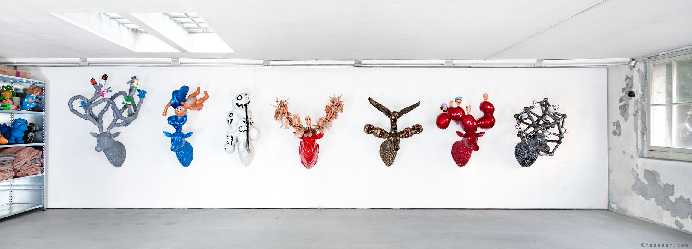 Figurative mutated trophies at artists studio Roland Faesser, sculptor and painter 2010
