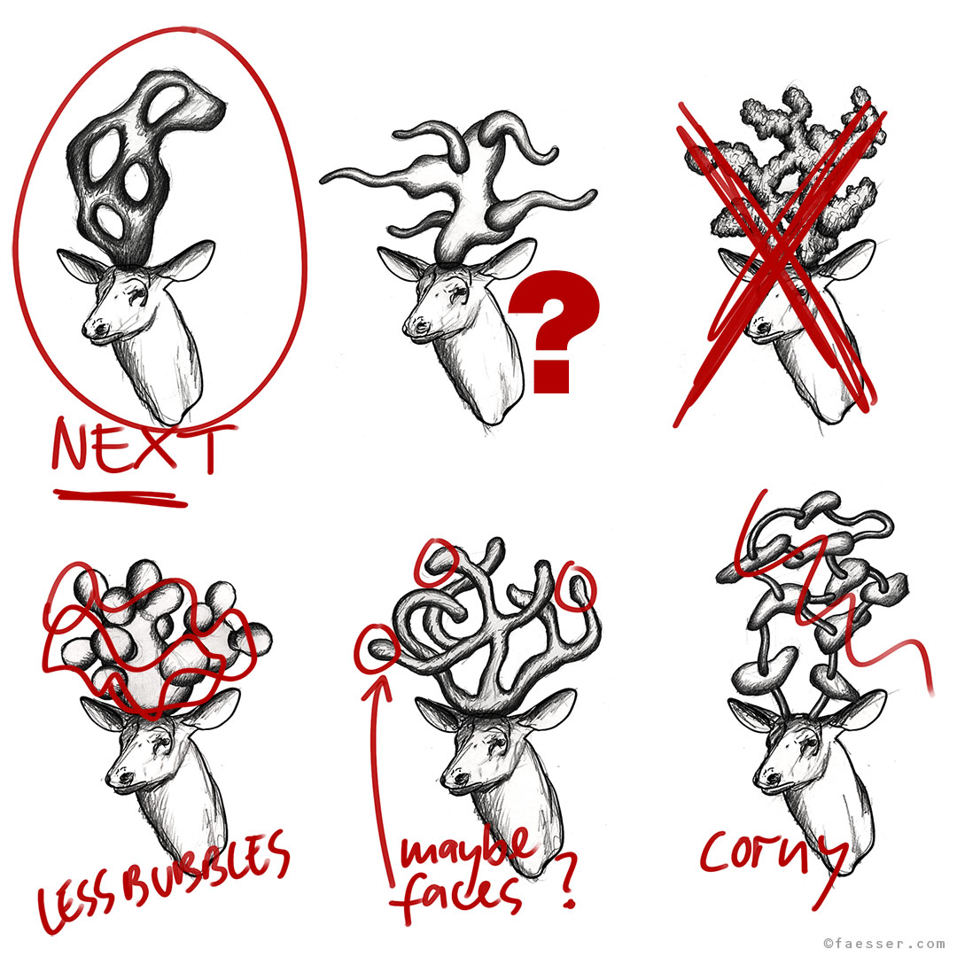 Six sketches for the next trophy sculptures; work of art as figurative sculpture; artist Roland Faesser, sculptor and painter 2018