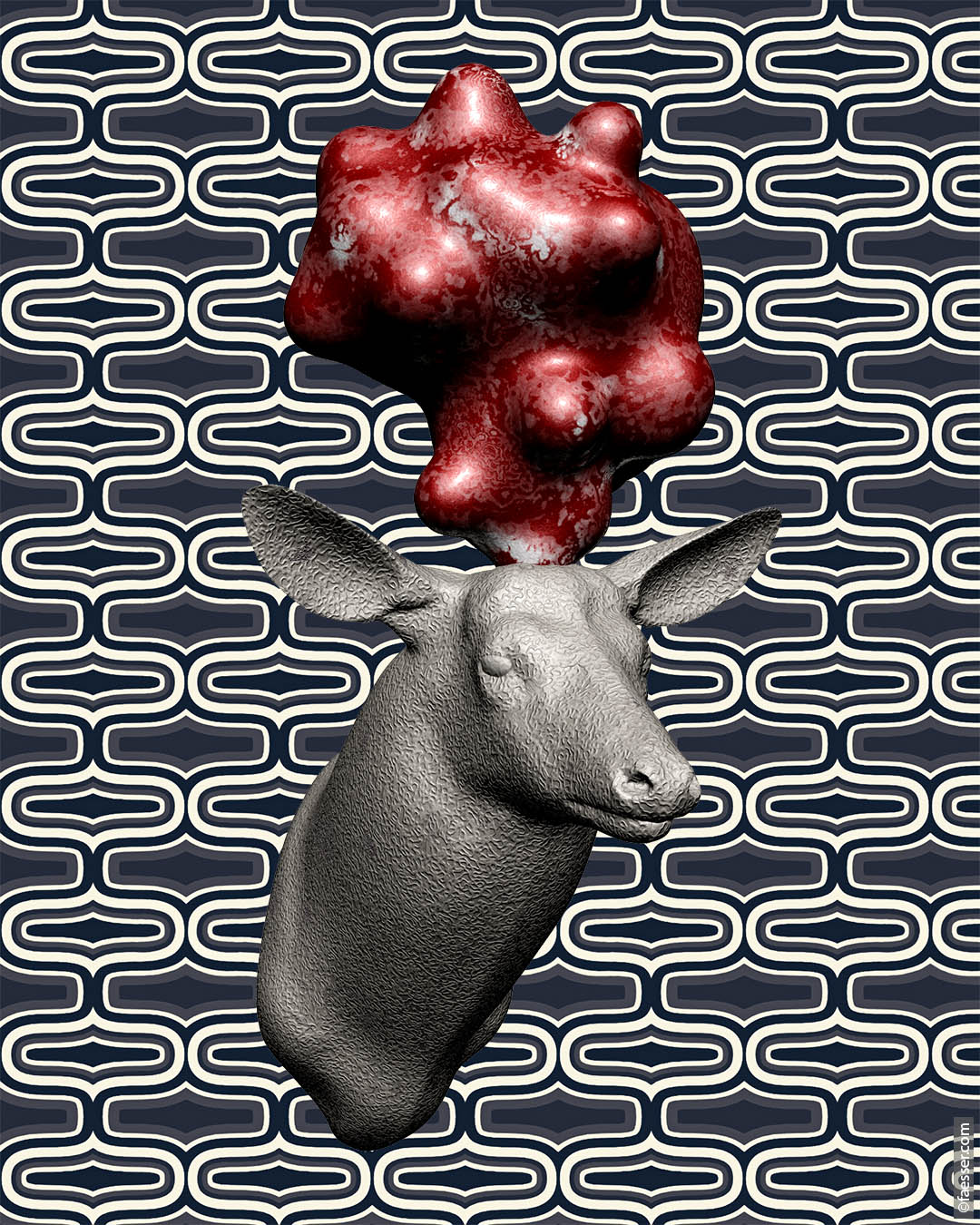 Formless abstract cloud as deer antlers; work of art as figurative sculpture; artist Roland Faesser, sculptor and painter 2019