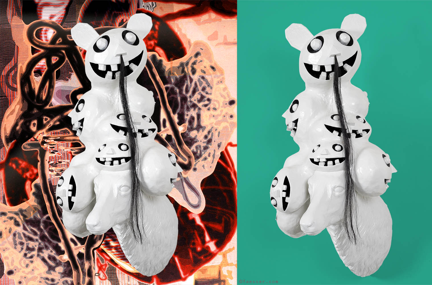 Main trophy friendly outgrowths with nine gremlins: work of art as figurative sculpture; artist Roland Faesser, sculptor and painter 2008